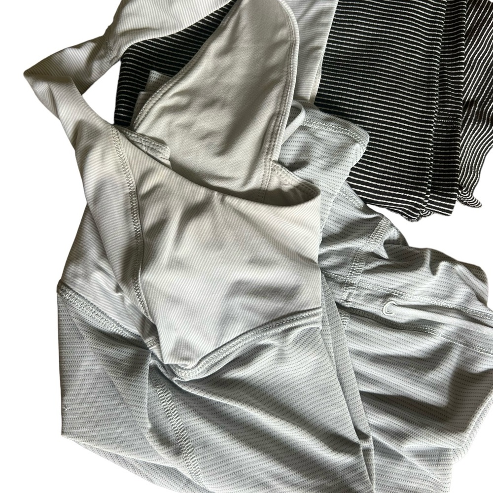 Lululemon bundle black & white stripe shirt (8) gray tank (6). - Picture 10 of 13